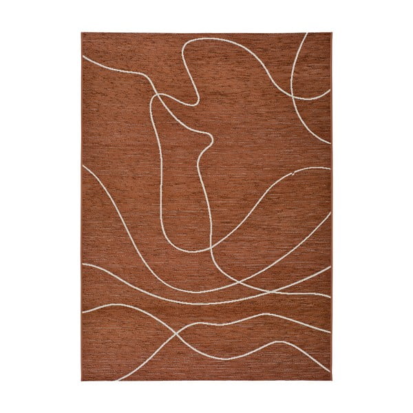 Tamno narančasti vanjski tepih s udjelom pamuka Universal Doodle, 77 x 150 cm