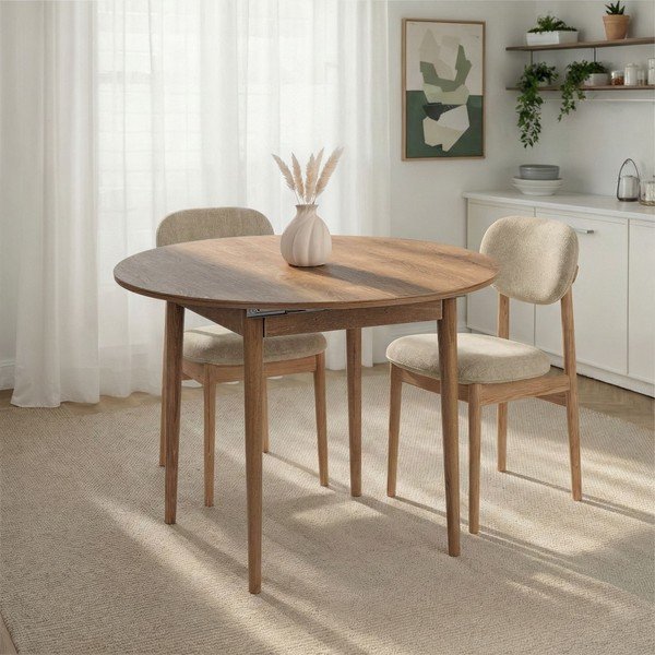 Okrugao proširiv blagovaonski stol s dodatnom pločom u dekoru hrasta ø 100 cm Viona – Kalune Design-image-2