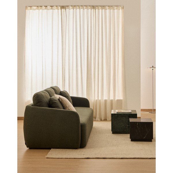 Tamno zelena sklopiva sofa od šenila 218 cm Laira – Kave Home-image-1