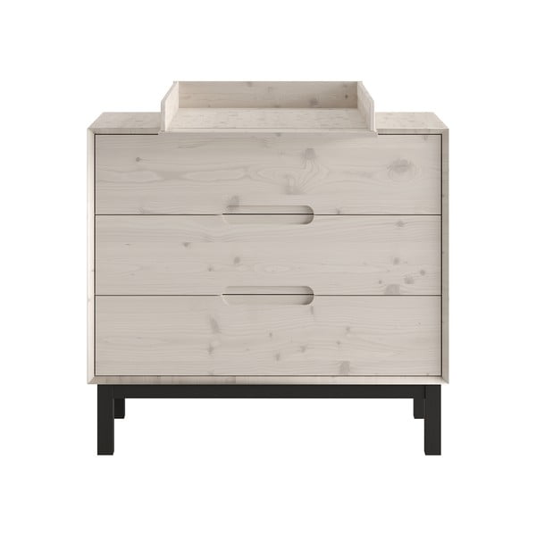 Bijela niska dječja komoda od masivnog bora 100x91 cm Country – Pinio-image-4