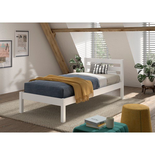 Bijeli dječji krevet od masivnog bora bez podnice 90x200 cm Pino – Vipack-image-1