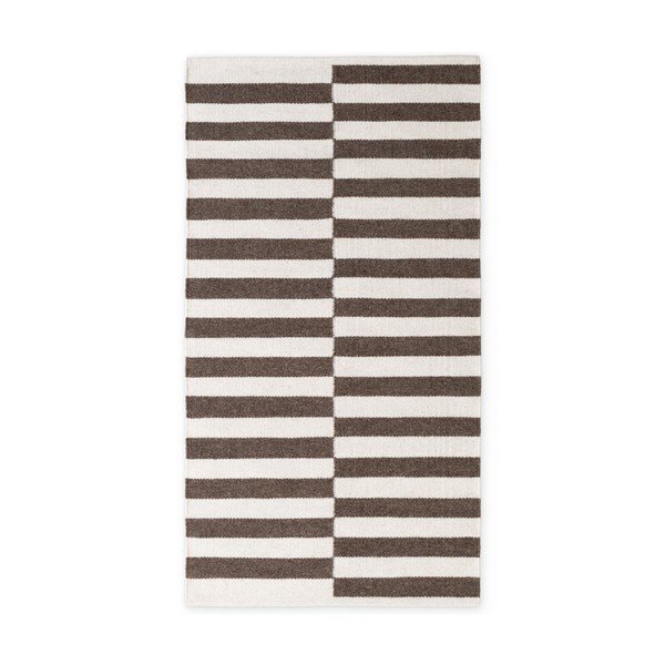 Bijeli/smeđi obostrani/ručno rađen vunen tepih 80x150 cm Vika – Hanse Home