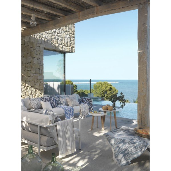 Tamno plava deka od mješavine pamuka 140x180 cm Mallorca – Euromant-image-1