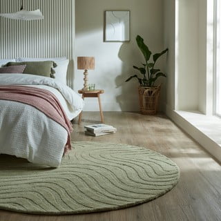 Kaki zeleni ručno rađen vunen okrugao tepih ø 160 cm Mesmerise Sage – Flair Rugs