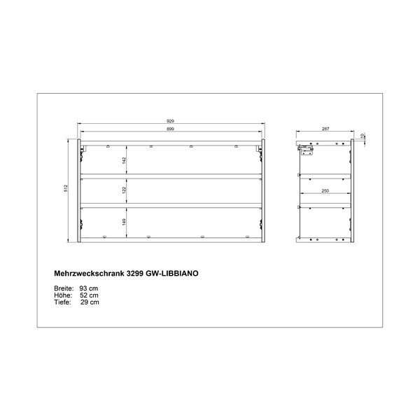 Krem viseći ormarić u dekoru hrasta 93x52x29 cm Libbiano – Germania-image-4