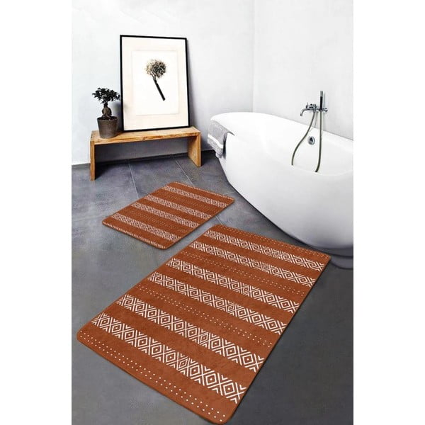Smeđe od samta kupaonske prostirke u setu 2 kom 60x100 cm – Mila Home-image-3