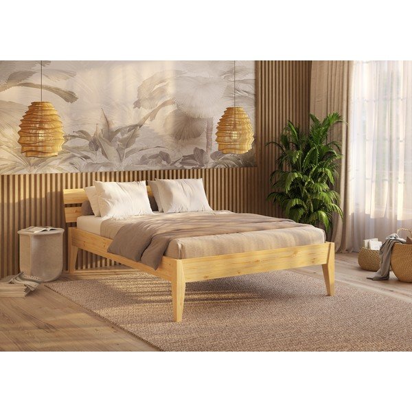 Bračni krevet od masivnog bora 180x200 cm u prirodnoj boji Torino – Olivia Living-image-3