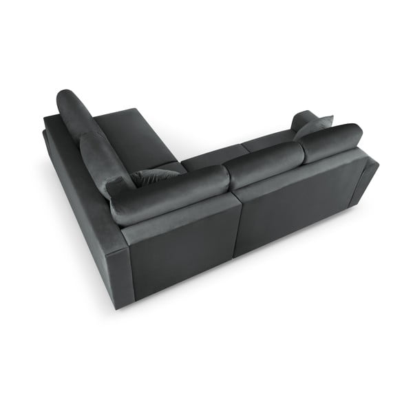 Tamno siva baršunasti sklopiva/s prostorom za odlaganje kutna garnitura (s desnim kutom/u obliku slova L) Kyoto – Cosmopolitan Design-image-4