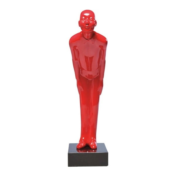 Crvena ukrasna statua s mramornim postoljem Kare Design Welcome, 20 x 13 cm