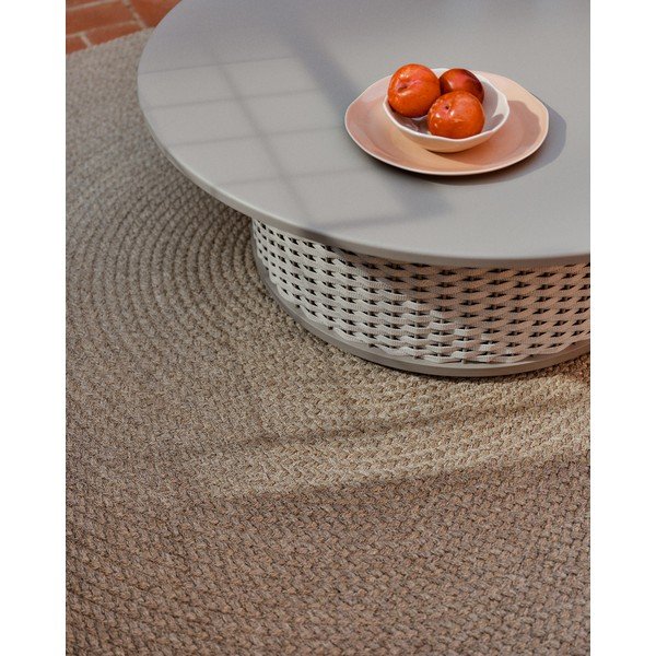 Bež okrugao unutarnji i vanjski tepih od recikliranih vlakna ø 150 cm Despas – Kave Home-image-2