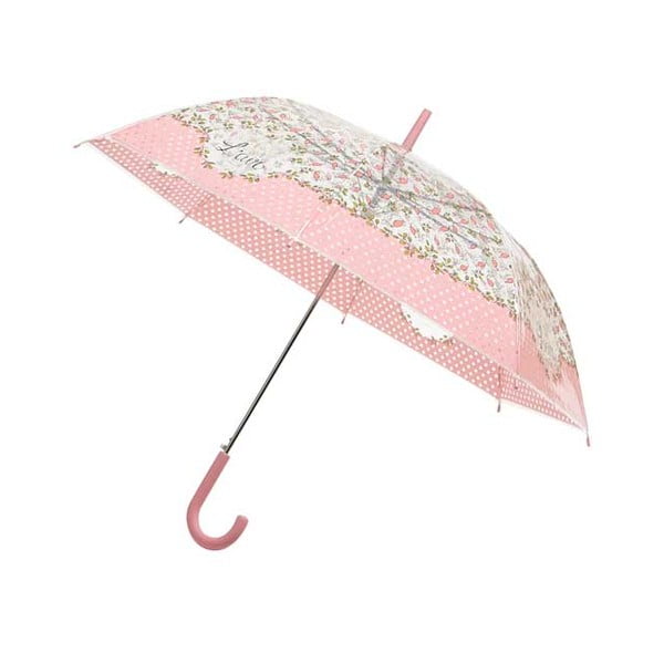 Prozirni štapićasti kišobran Ambiance Pink Flowers, ⌀ 103 cm