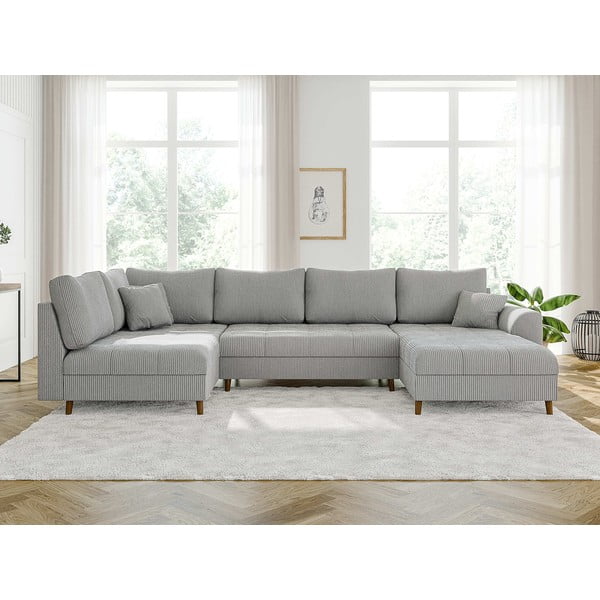 Svijetlo siva kutna garnitura od samta (s desnim kutom/u obliku slova "U") Ariella – Ropez-image-1