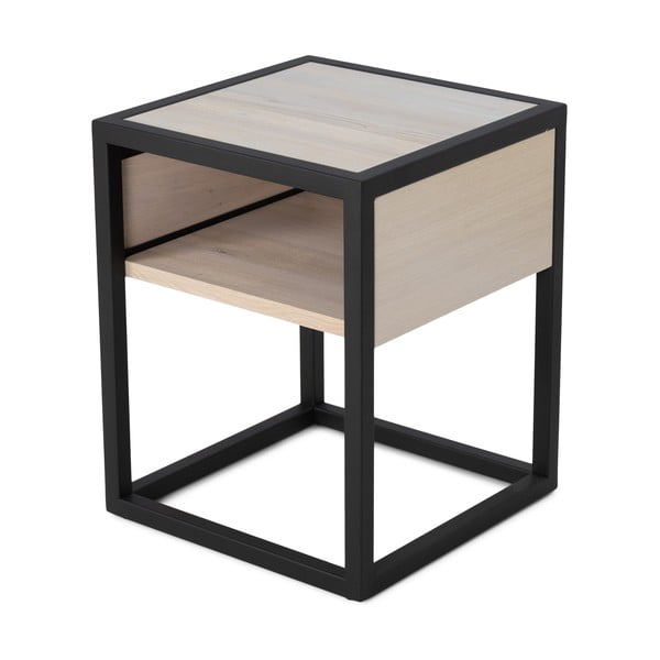 Crni/u prirodnoj boji noćni ormarić s hrastovom pločom stola s policama Diva – Spinder Design