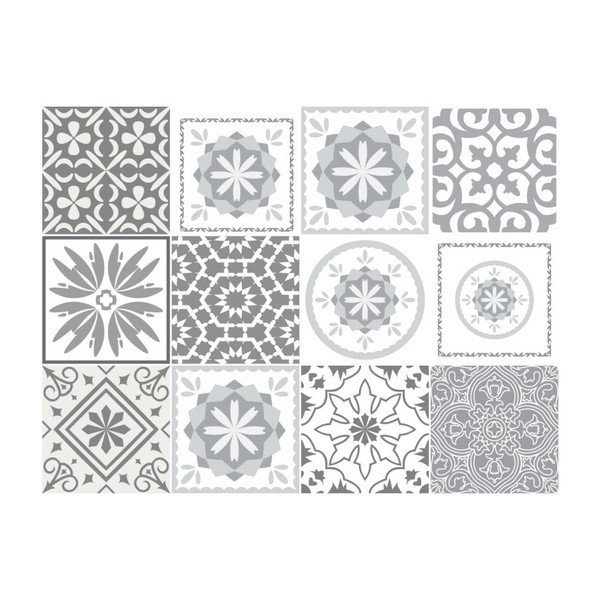 Set od 12 zidnih samoljepljivih naljepnica Ambiance Cement Tiles Shades of Gray Cordoba, 10 x 10 cm-image-2