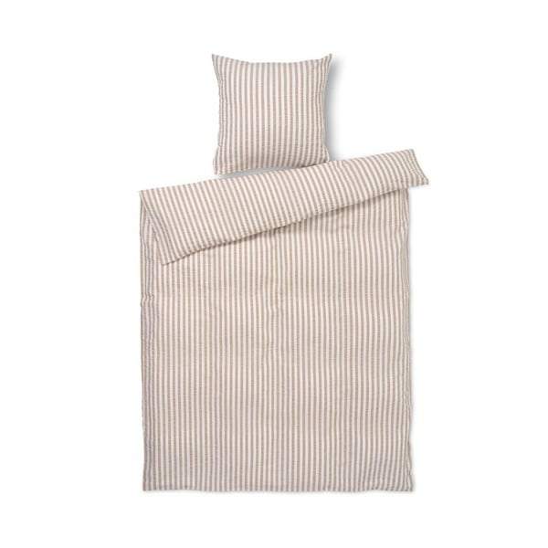 Bijelo-bež posteljina za krevet za jednu osobu od krepa 140x200 cm Bæk&Bølge – JUNA