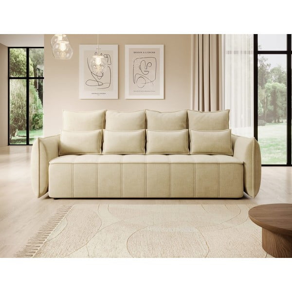 Bež baršunasti sklopiva/s prostorom za odlaganje sofa 242 cm Weltton – ELTAP-image-1