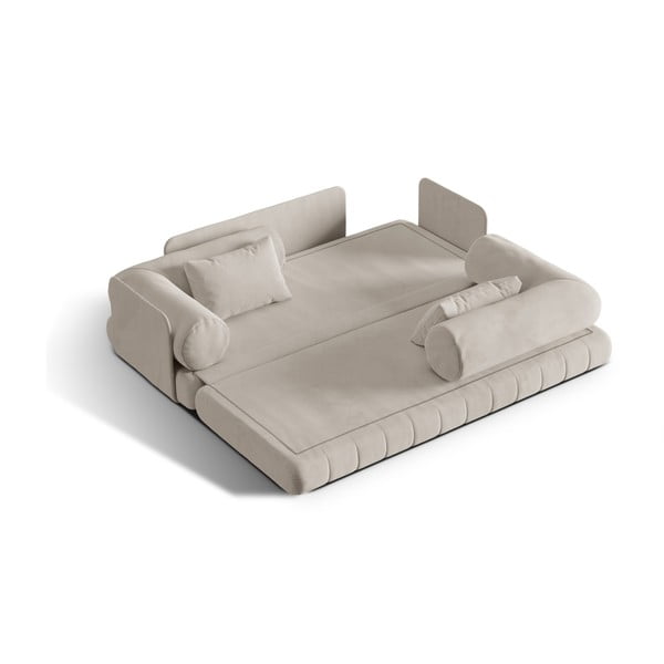 Bež baršunasti sklopiva sofa 206 cm Kemi – Cosmopolitan Design-image-1