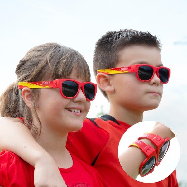 InnovaGoods Sunfold Kids Mondial Spain crvene roll-up dječje sunčane naočale-image-1