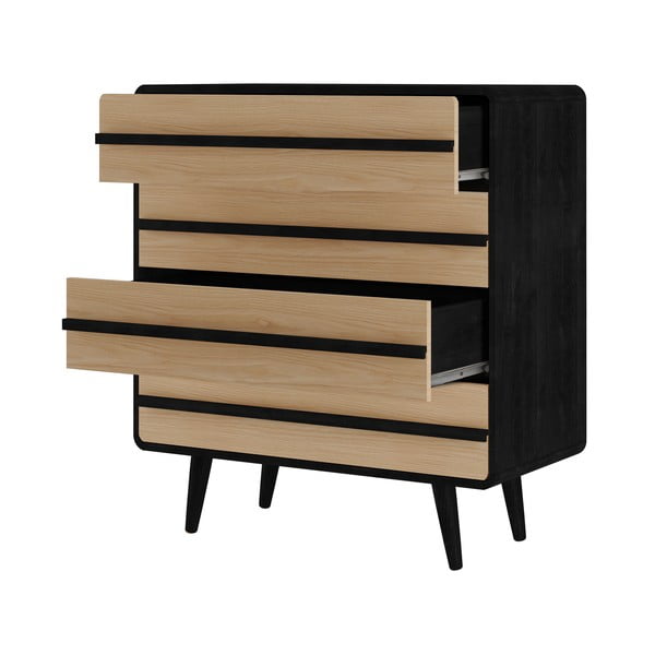 Crna visoka komoda u dekoru hrasta 80x88 cm Chantal - Støraa-image-2