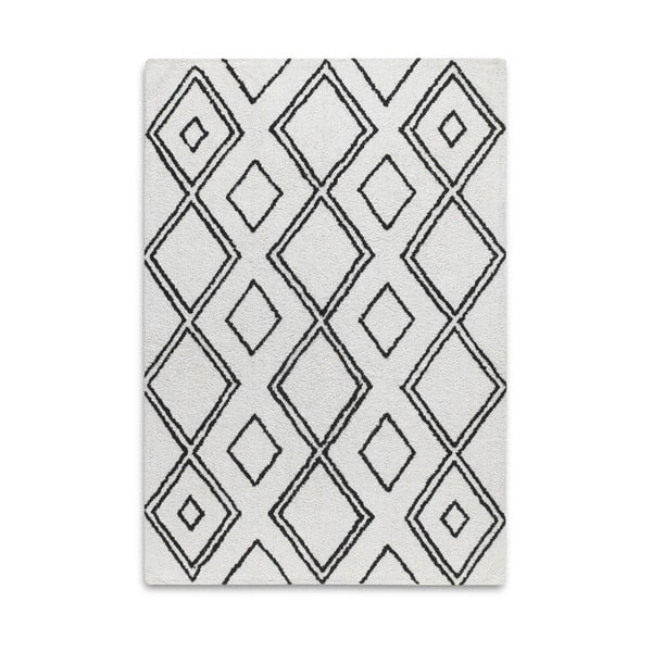 Crno-bijeli ručno tkani pamučni tepih s geometrijskim motivima HF Living Morocco, 140 x 200 cm