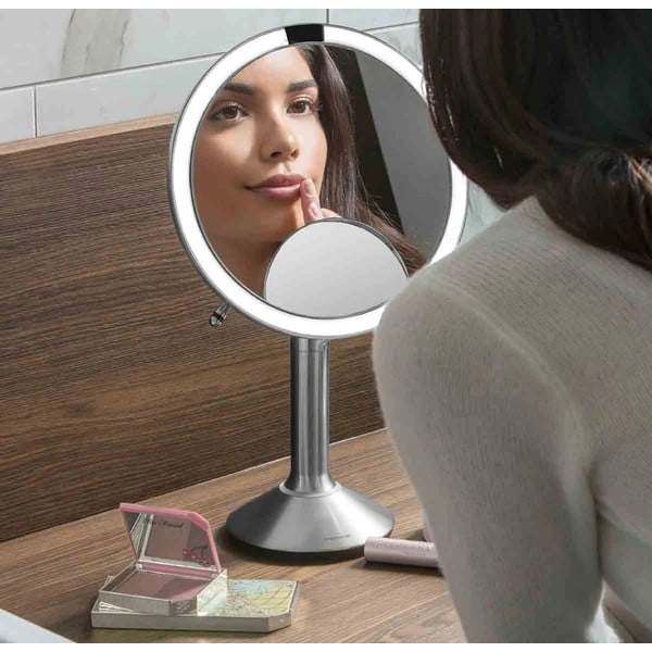 Kozmetičko ogledalo s osvjetljenjem/povećavajuće (5x) ø 20 cm Sensor Trio – simplehuman-image-3
