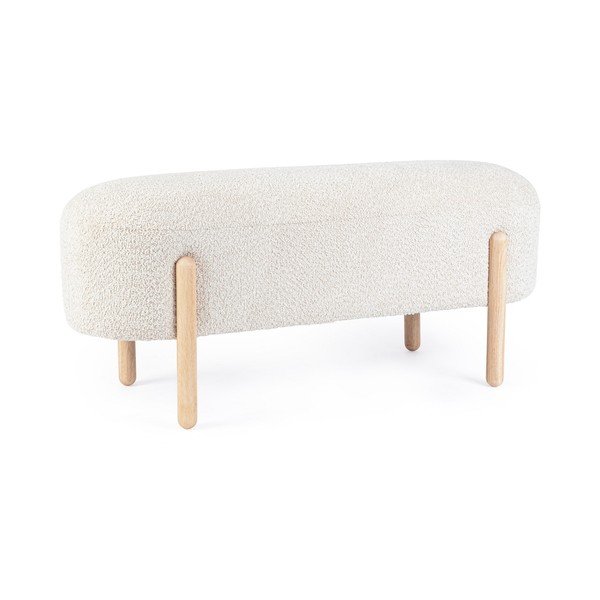 Krem podstavljena klupa od bouclé tkanine Dayla – Bizzotto-image-2