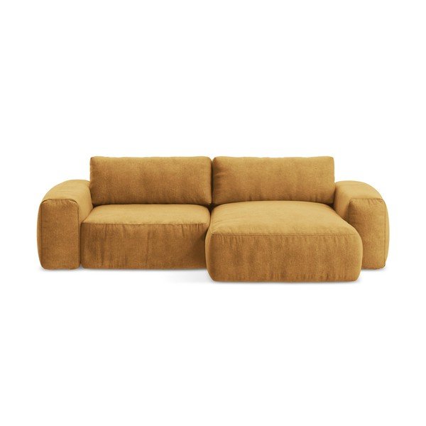 Senf žuta sklopiva kutna garnitura od šenila (s desnim kutom/s ležaljkom) Kuki – Makamii