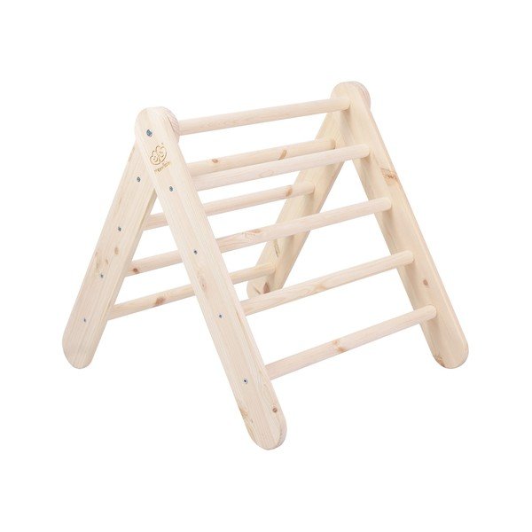 Pikler montessori trokut od masivnog bora u prirodnoj boji 60x60x60 cm Montessori – Meowbaby