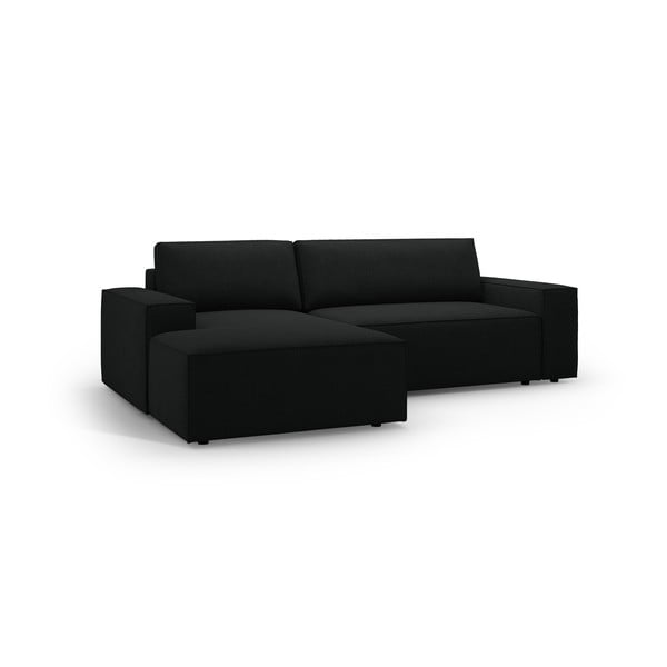 Crna sklopiva kutna garnitura od bouclé tkanine (s lijevim kutom) Jodie – Micadoni Home-image-2