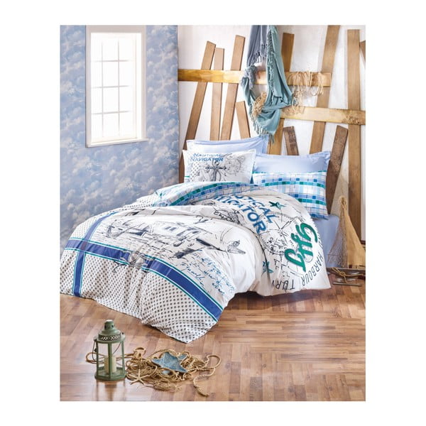Pamučna posteljina s plahtama za krevet za jednu osobu Materro Kerso, 160 x 220 cm