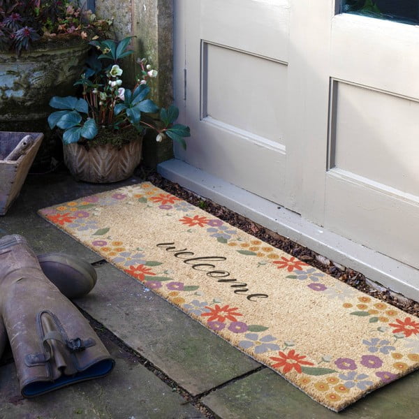 Otirač od kokosovih vlakana 40x120 cm Welcome Floral – Artsy Doormats-image-1