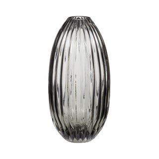 Siva staklena vaza Hübsch Smoked, visina 30 cm
