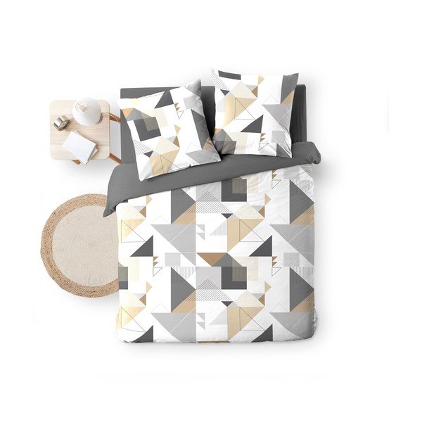 Bijela/siva posteljina za bračni krevet/za produženi krevet od mikrovlakana 240x220 cm Trigone – douceur d'intérieur