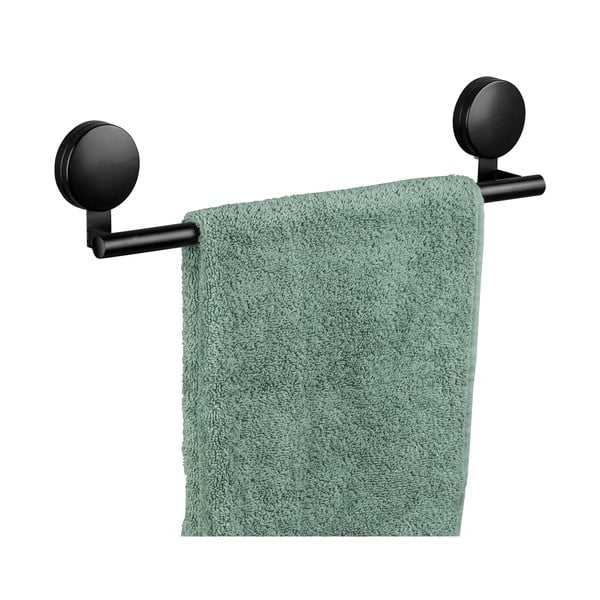 Crni zidni držač za ručnike Wenko Static-Loc® Pavia, širine 40 cm-image-1