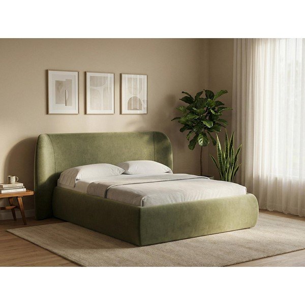 Tapecirani bračni krevet smeđe-sivi s prostorom za odlaganje s podnicom 140x200 cm Hauke – Makamii-image-1