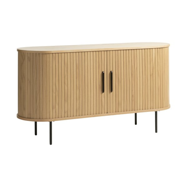 Niska komoda u dekoru hrasta s kliznim vratima u prirodnoj boji 140x76 cm Nola – Unique Furniture-image-2