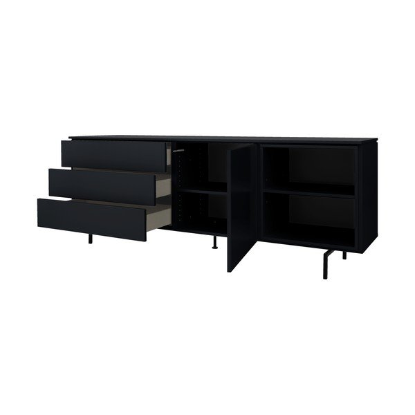 Crna niska komoda 210x76 cm Plain – Tenzo-image-3