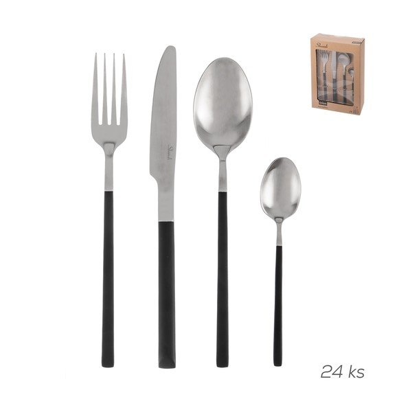 Crni/u srebrnoj boji pribor 24 kom od nehrđajućeg čelika Skandi – Orion-image-4