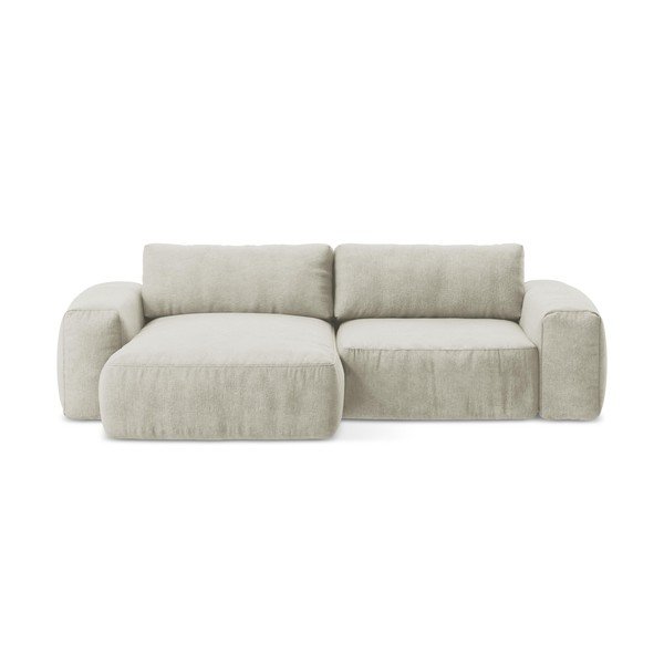 Bež sklopiva kutna garnitura od šenila (s lijevim kutom/s ležaljkom) Kuki – Makamii