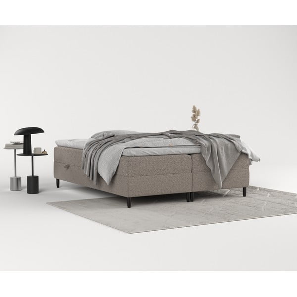 Smeđi boxspring krevet s prostorom za pohranu 200x200 cm Malte – Maison de Rêve-image-4