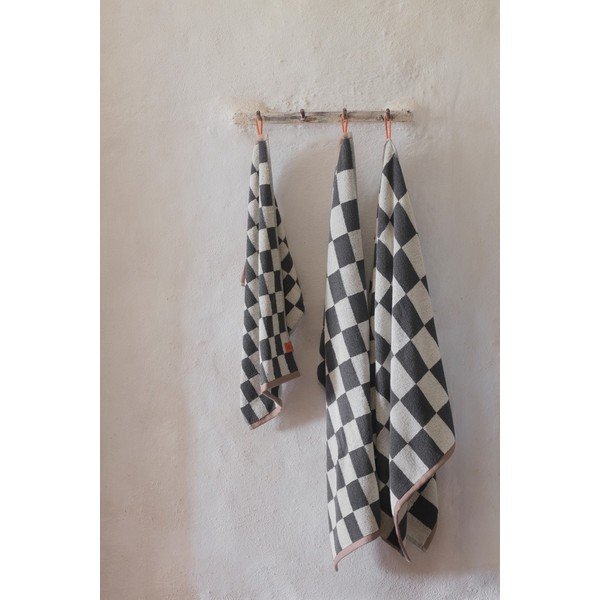 Antracitno sivi/bež ručnici u setu 2 kom od organskog pamuka od frotira 40x55 cm Retro – Mette Ditmer Denmark-image-2