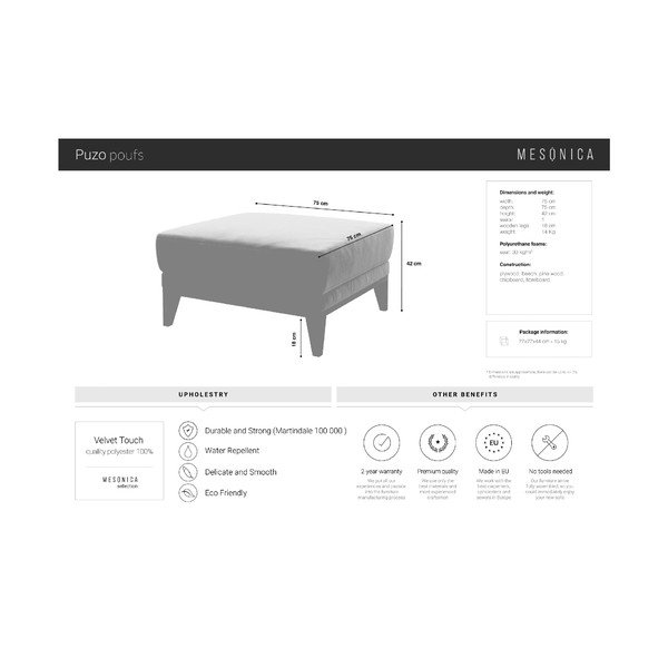 Tamnosivi baršunasti tabure MESONICA Musso-image-3