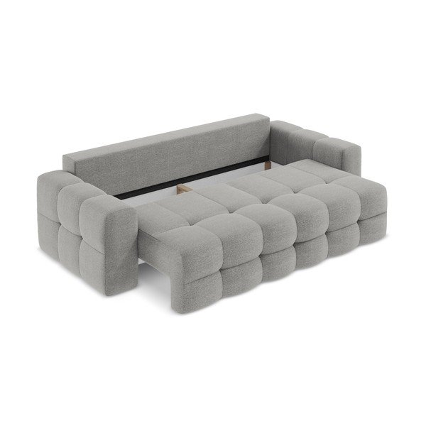 Siva sklopiva sofa od bouclé tkanine 255 cm Milu – Makamii-image-4