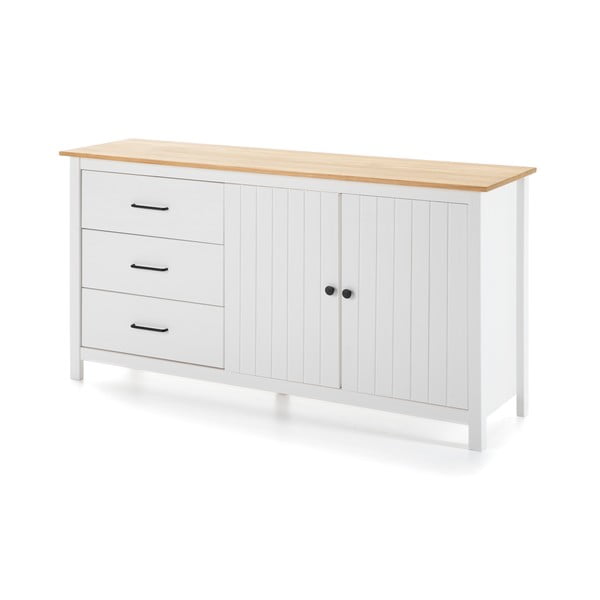 Bijela niska komoda od masivnog bora 150x80 cm Miranda – Marckeric-image-3