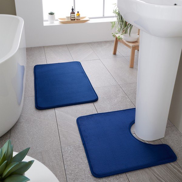 Tamno plave kupaonske prostirke u setu 2 kom za WC 50x80 cm Anti-Bacterial – Catherine Lansfield-image-1