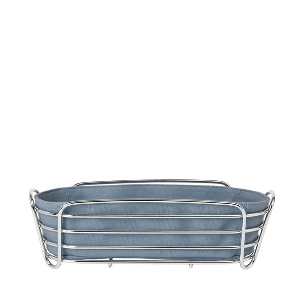 Sivo-plava košara za pecivo sa postoljem u srebrnoj Blomus boji