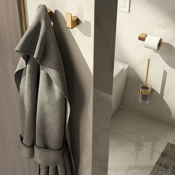 Metalni zidni držač toaletnog papira u zlatnoj boji Gedy Pirenei – Sapho-image-2