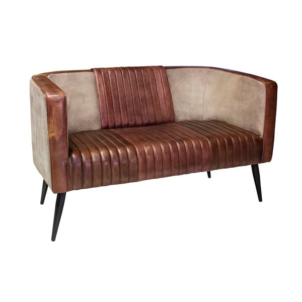 Smeđa kožna sofa 134 cm – Antic Line
