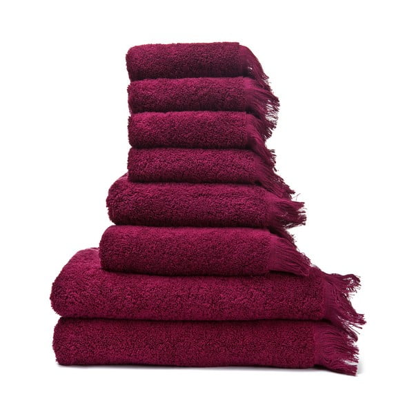 Set od 6 crvenih manjih i 2 veća ručnika od 100% pamuka Bonami Selection