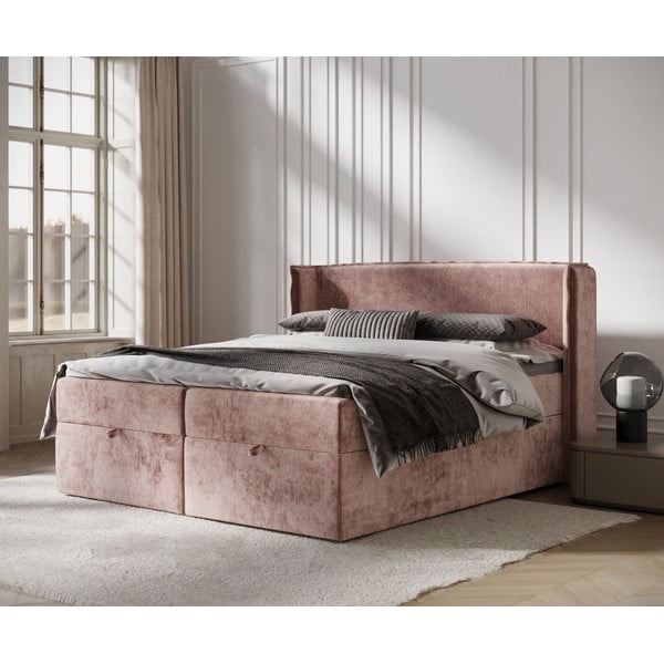 Ružičasti boxspring krevet s prostorom za pohranu 180x200 cm Passion – Maison de Rêve-image-1